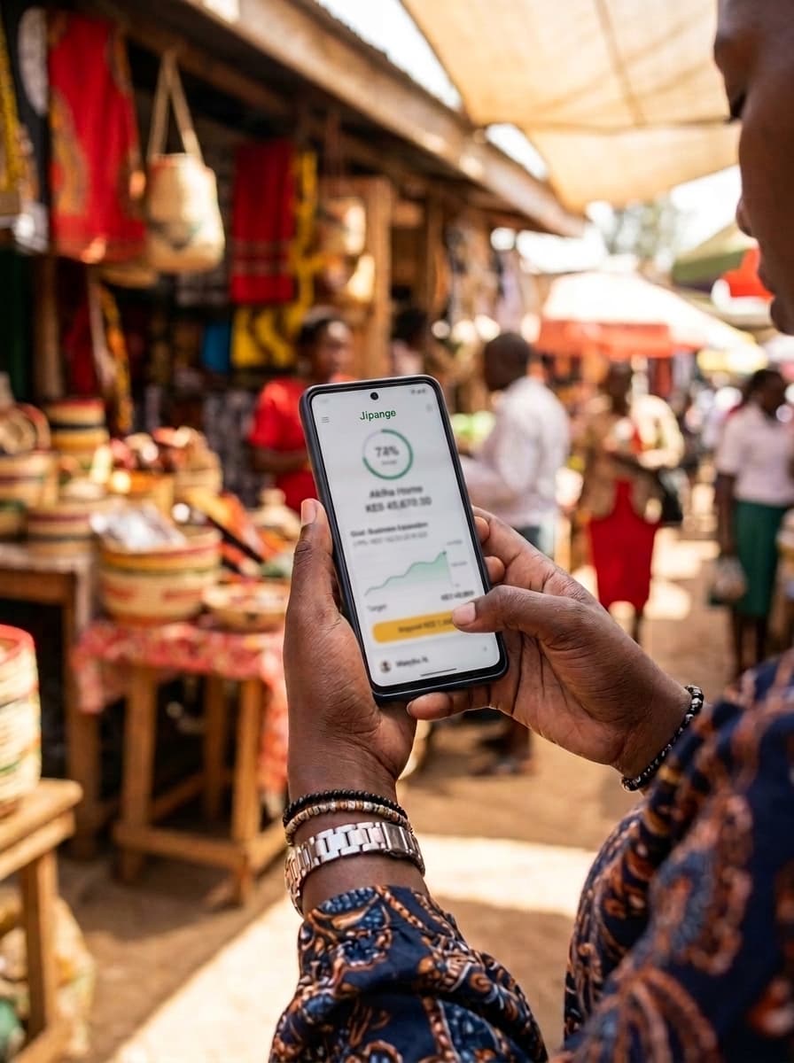 Person using Jipange in a Kenyan market
